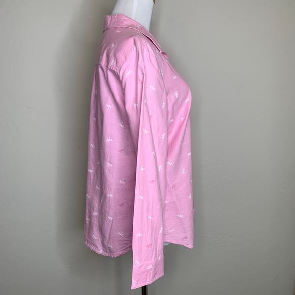 Croft & Barrow Pink Oxford Cotton Shirt Dragonfly Sz Medium - Picture 4 of 9